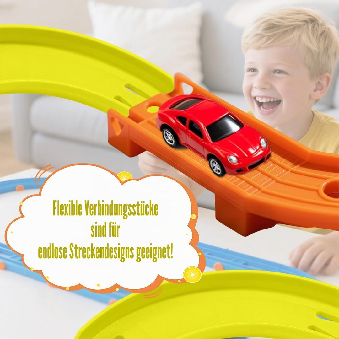 8 Stück Gebogene Schienenstücke Kompatibel mit Hot Wheels Spielzeugautos, ABS Rennstreckenverbinder