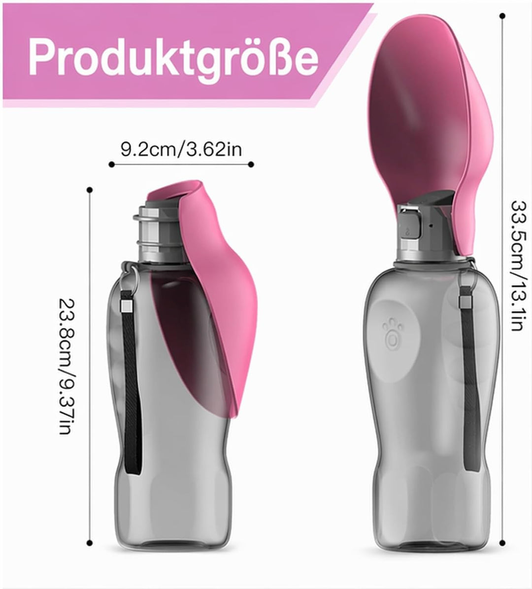 800ML Trinkflasche Hunde für Unterwegs, BPA Frei Wasserflasche Hunde Trinkflasche to Go für Spazierg