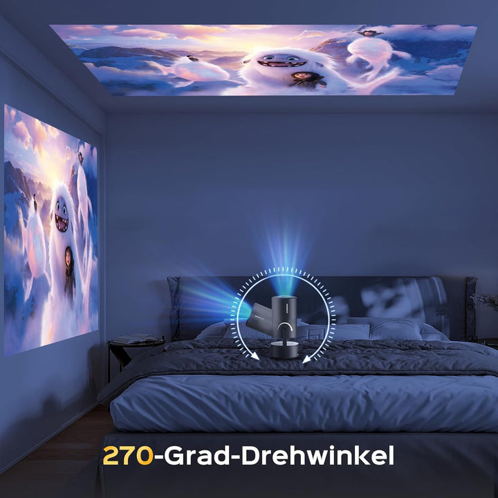 Mentech X3 Mini Beamer 4K Heimkino, Mini Projektor, Beamer WiFi6 und BT5.2 mit Android OS, Auto Trap