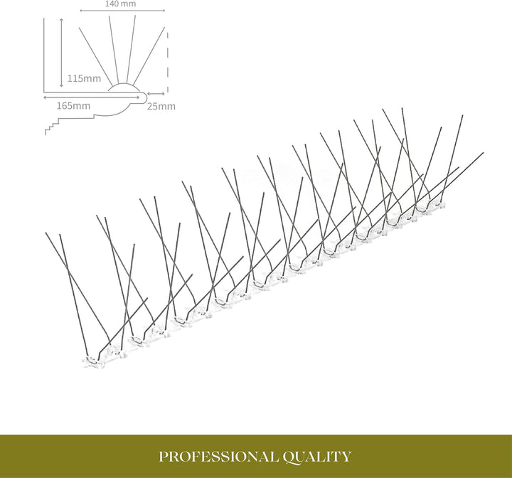 25 Meter Premium Taubenabwehr **40 V-förmige INOX-Spikes** Made in EU