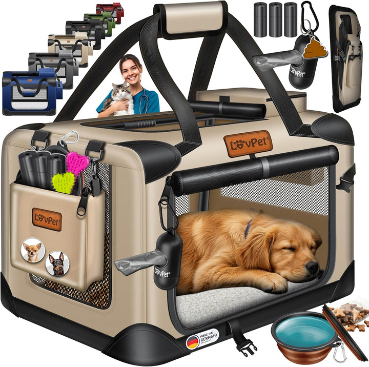 Lovpet® Transportbox Hund Katze Transporttasche XXL 91,4x63,5x63,5cm | Hunde-Tragetasche Faltbare Ka
