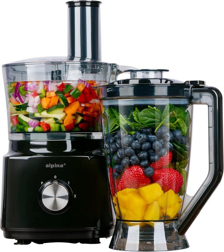 alpina Küchenmaschine FP413GS - Mixer Smoothie Maker 1.8L - Food Processor mit Schneidemesser und Ra