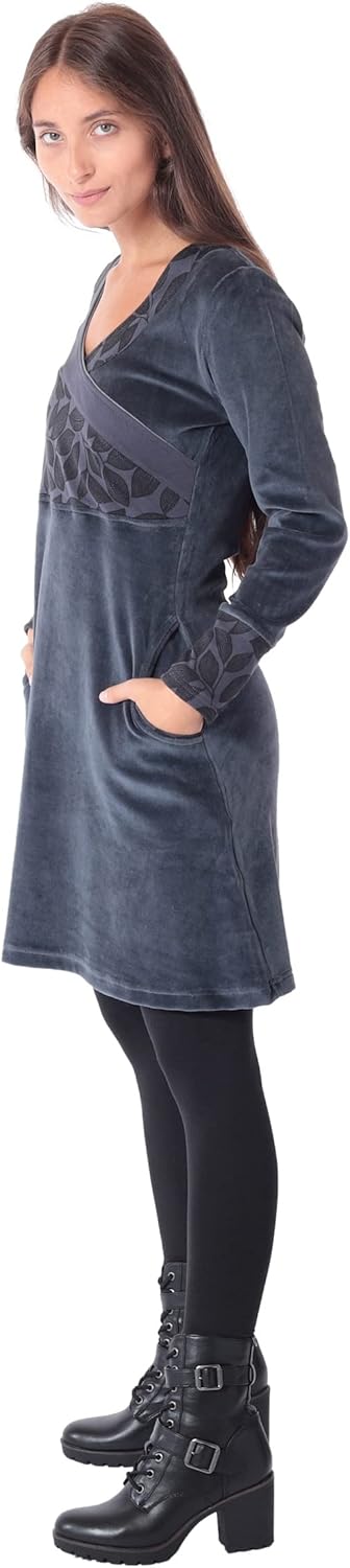 PUREWONDER Kleid Alternatives Samtkleid dr36 M Grau, M Grau