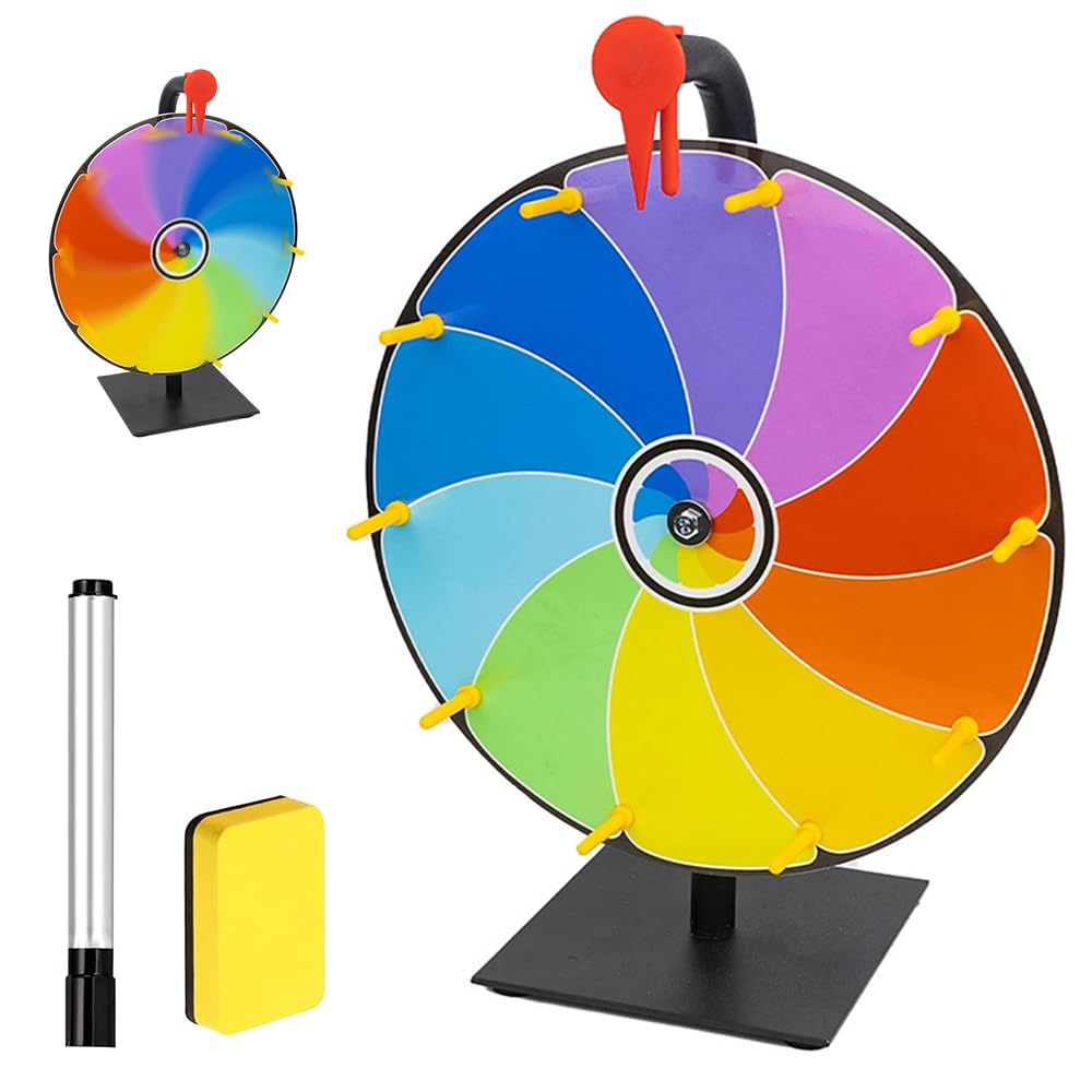 Glücksrad zum Drehen, TGKYK 30cm Glücksrad zum Selbstgestalten mit Radiergummi und Markierstift, 10