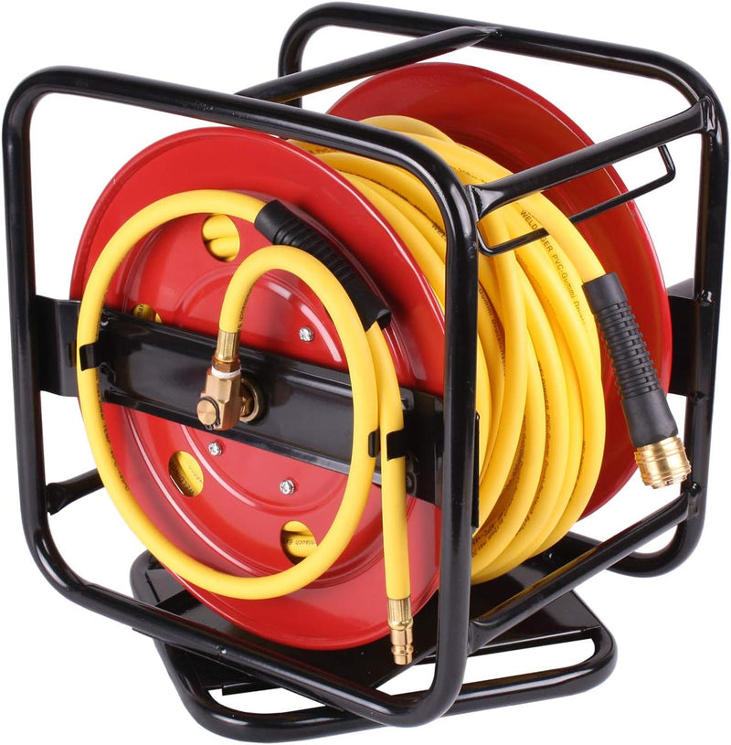 WELDINGER Schlauchaufroller 30 m mit Druckluftschlauch Gummi-PVC gelb 6 x12 mm -40 bis 65°C