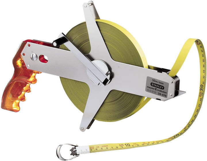 Stanley Rahmenbandmass Master II Stahl (50 m Länge, unempfindlich, 1 mm Markierung, mit Fixhaken) 1-