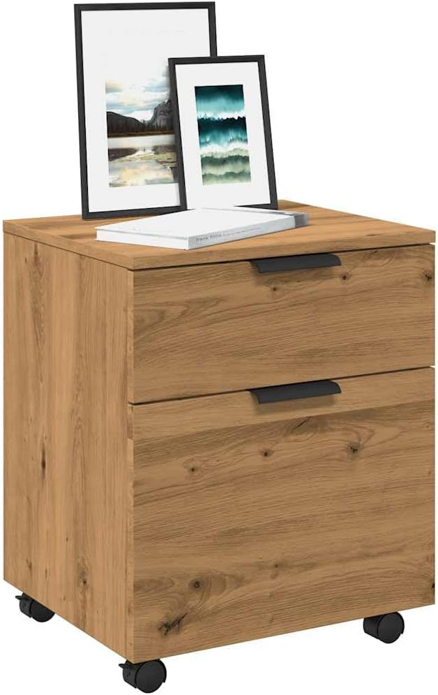 Rollcontainer MOSAB rollbar Artisan Eichen-Optik 45x38x54cm | Nachttisch mit Rollen Aktenschrank rol