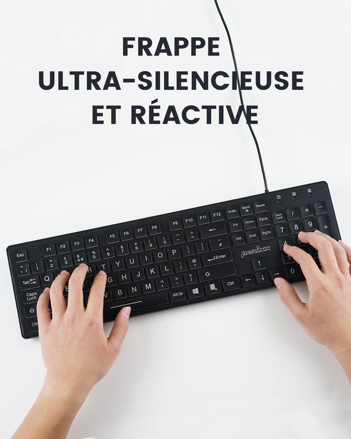 perixx PERIBOARD-317, Tastatur mit Hintergrundbeleuchtung, kabelgebunden, USB, für Windows – Membran
