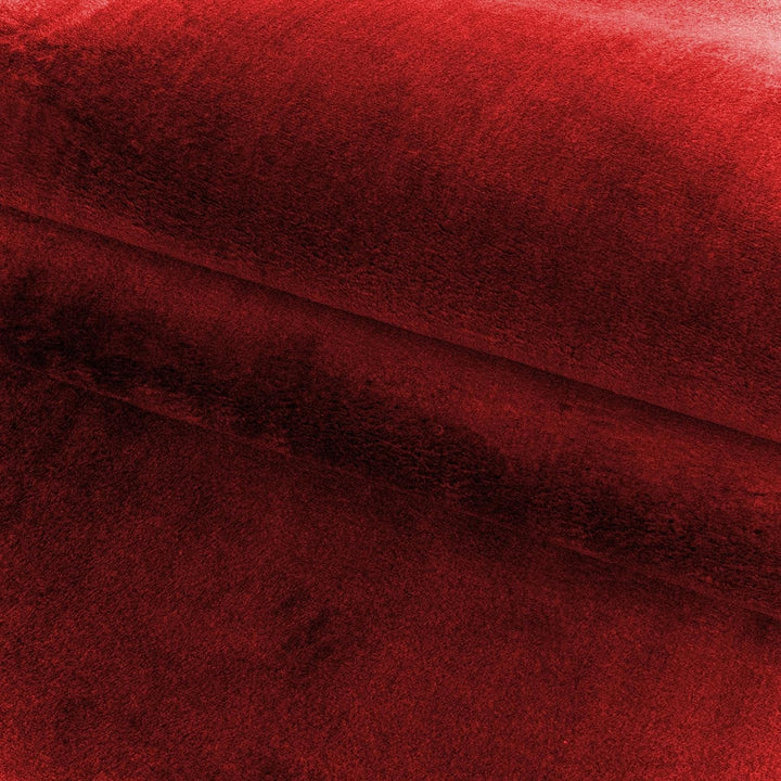 Waschbarer Teppich Wohnzimmer, Kurzflor rutschfest Flauschig Weich, Einfarbig Rot, Felloptik, Super
