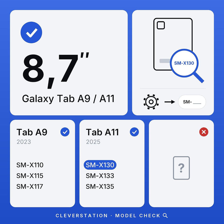 Tablet Wandhalterung für Samsung Galaxy Tab A9 / A11 (8,7 Zoll) - Passgenauer &amp; Flacher Slide-in Hal