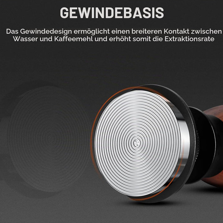 VINATO Kaffee Tamper 51mm – Professioneller Espresso Tamper Mit Walnussgriff, 304 Edelstahlbasis, Ei