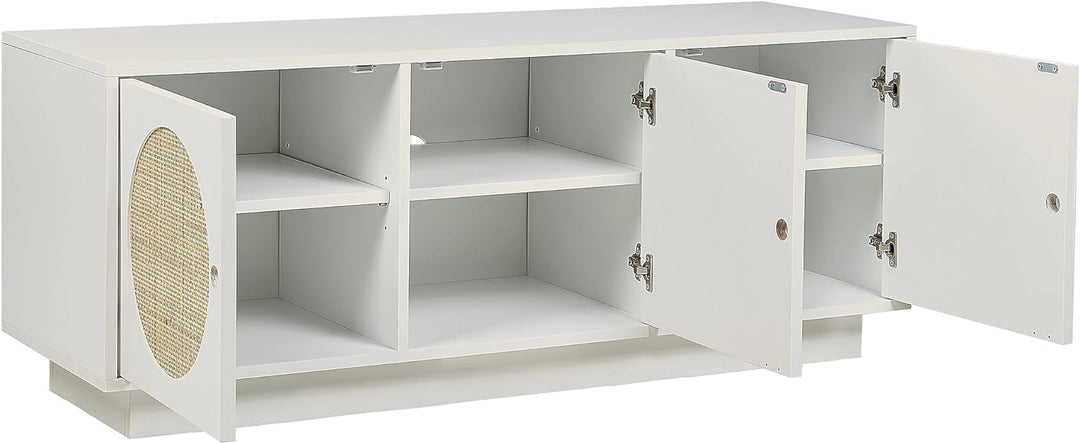 Sideboard Rattan weiss / beige 3 Türen 120 x 40 x 40 cm moderne Kommode Uyuni