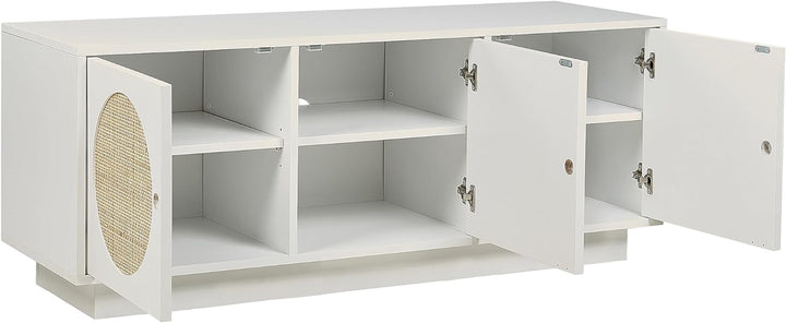 Sideboard Rattan weiss / beige 3 Türen 120 x 40 x 40 cm moderne Kommode Uyuni