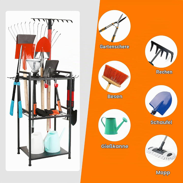 Gartengeräteständer mit 35 Schlitzen &amp; 11 Haken,Schwerlast Kohlenstoffstahl Gartengeräte Organizer,G