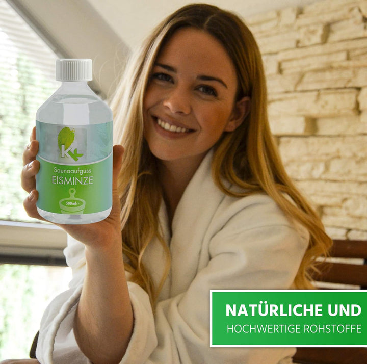 KK Sauna Aufguss Konzentrate PREMIUM | 500 ml Flasche | Made in Germany | Wellness für Zuhause | Eis