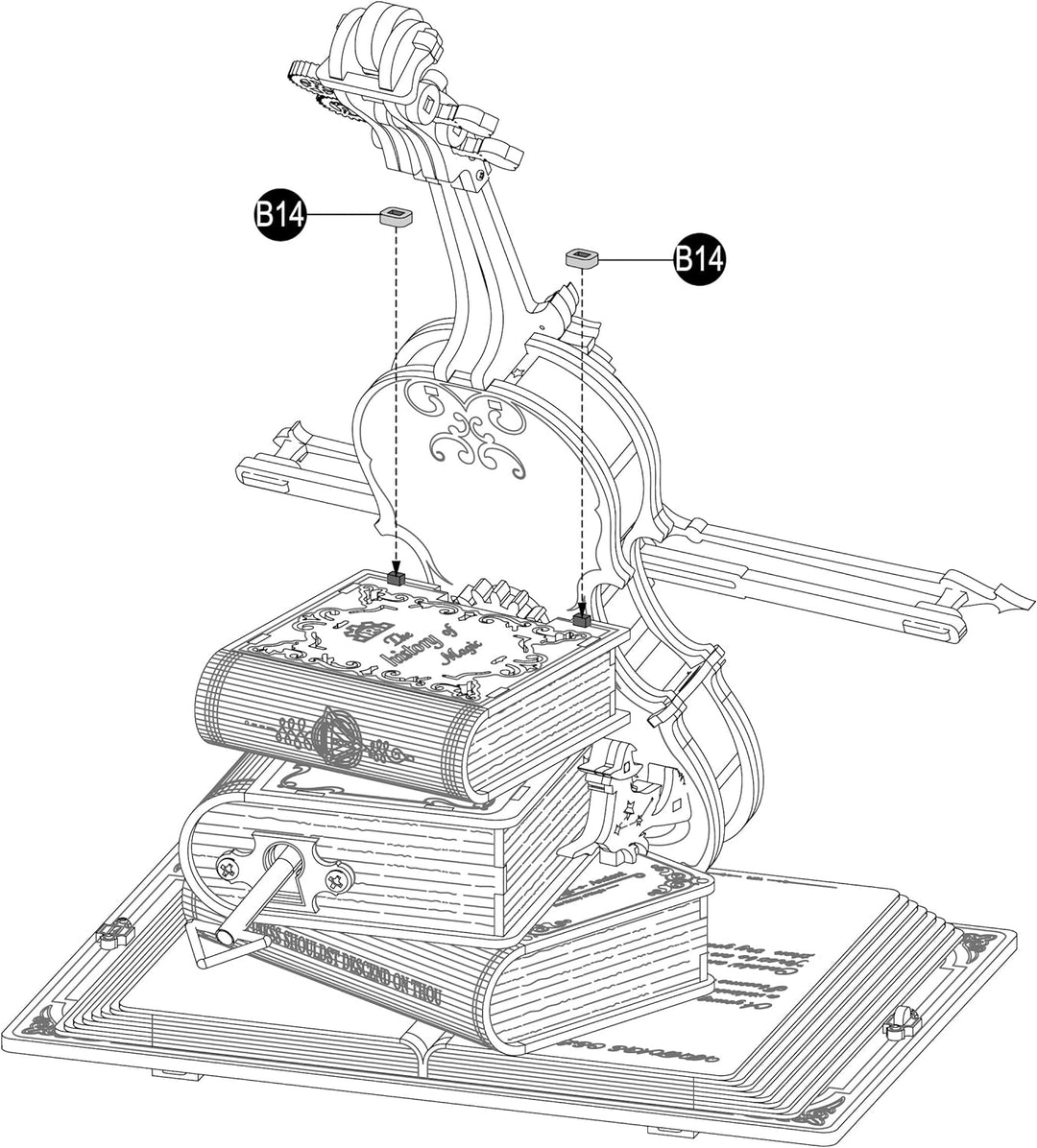 ROKR Magic Cello Mechanische Spieluhr,3D Holzpuzzle Erwachsene,Schreibtischdekoration Geschenk für M