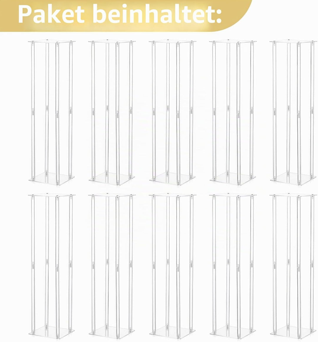 Nuptio 10 Stück Hochzeit Tischdekoration Vase 80cm Hohe Acrylblumen Bodenvase Spalte Blumenarrangeme