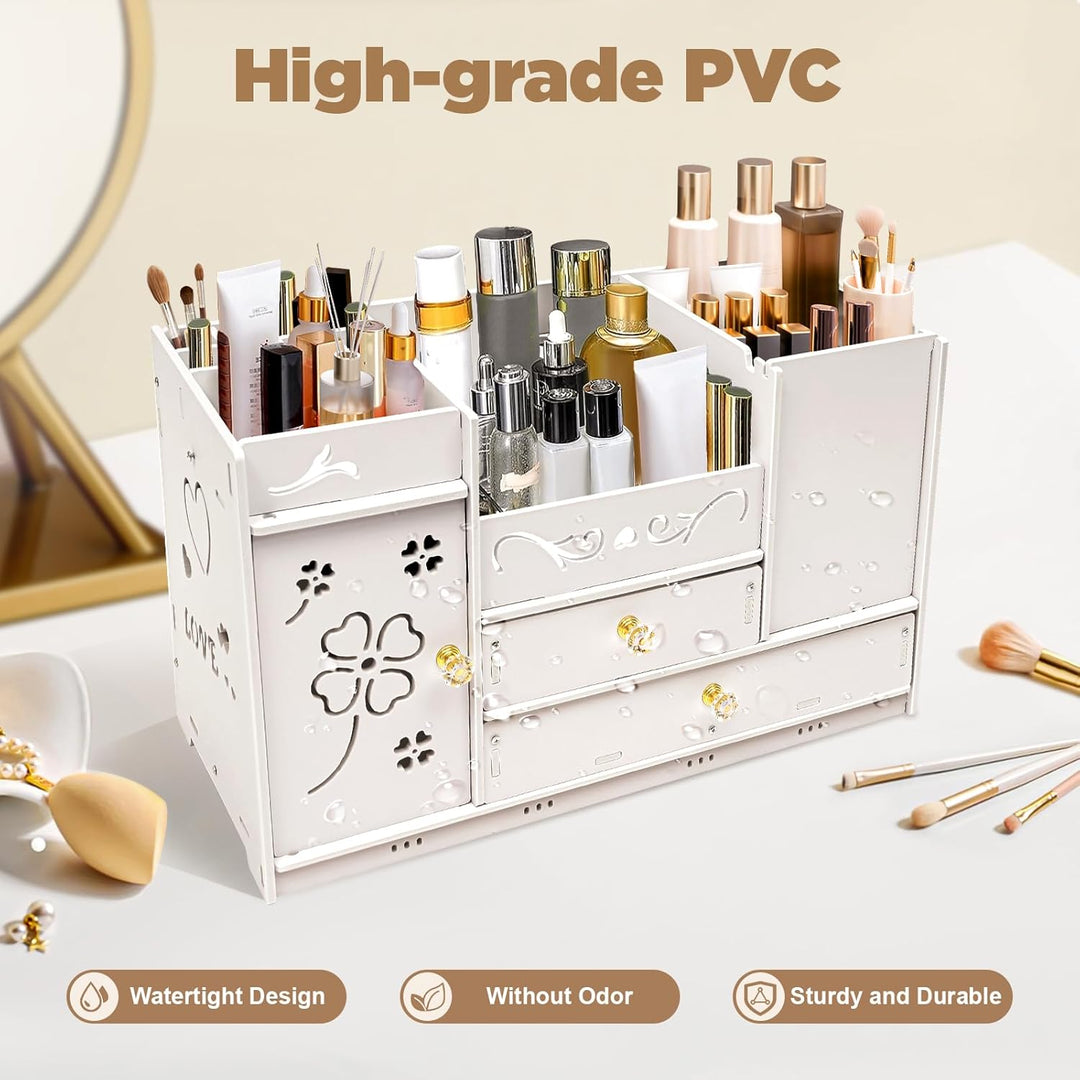 CHERIPOLI Make-up Storage Organiser Box Vanity Organizer mit 2 Schubladen, Multifunktionaler Make-up