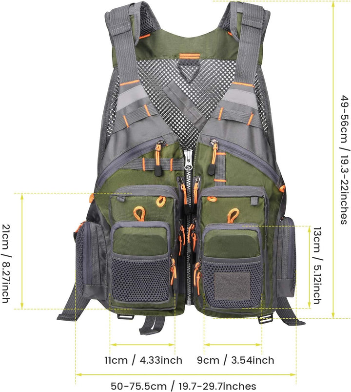 Gonex Angel Weste Herren verstellbare Arbeitsweste mit Mehreren Taschen für Angeln Fliegenfischen Ou