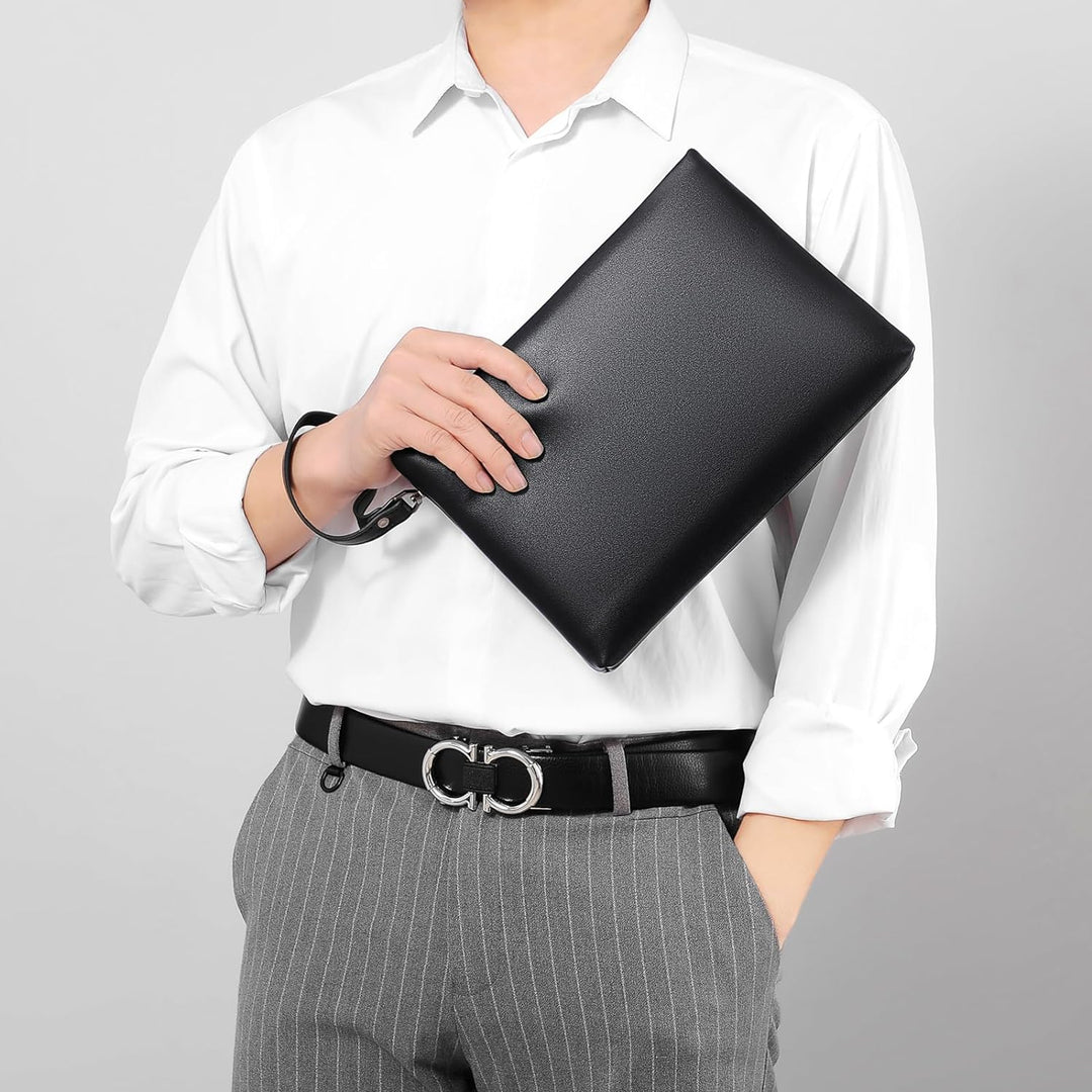 FSD.WG Herren Clutch Bag Handtasche Leder Reissverschluss Grosse Geldbörse Clutch Geldbörse mit Geld