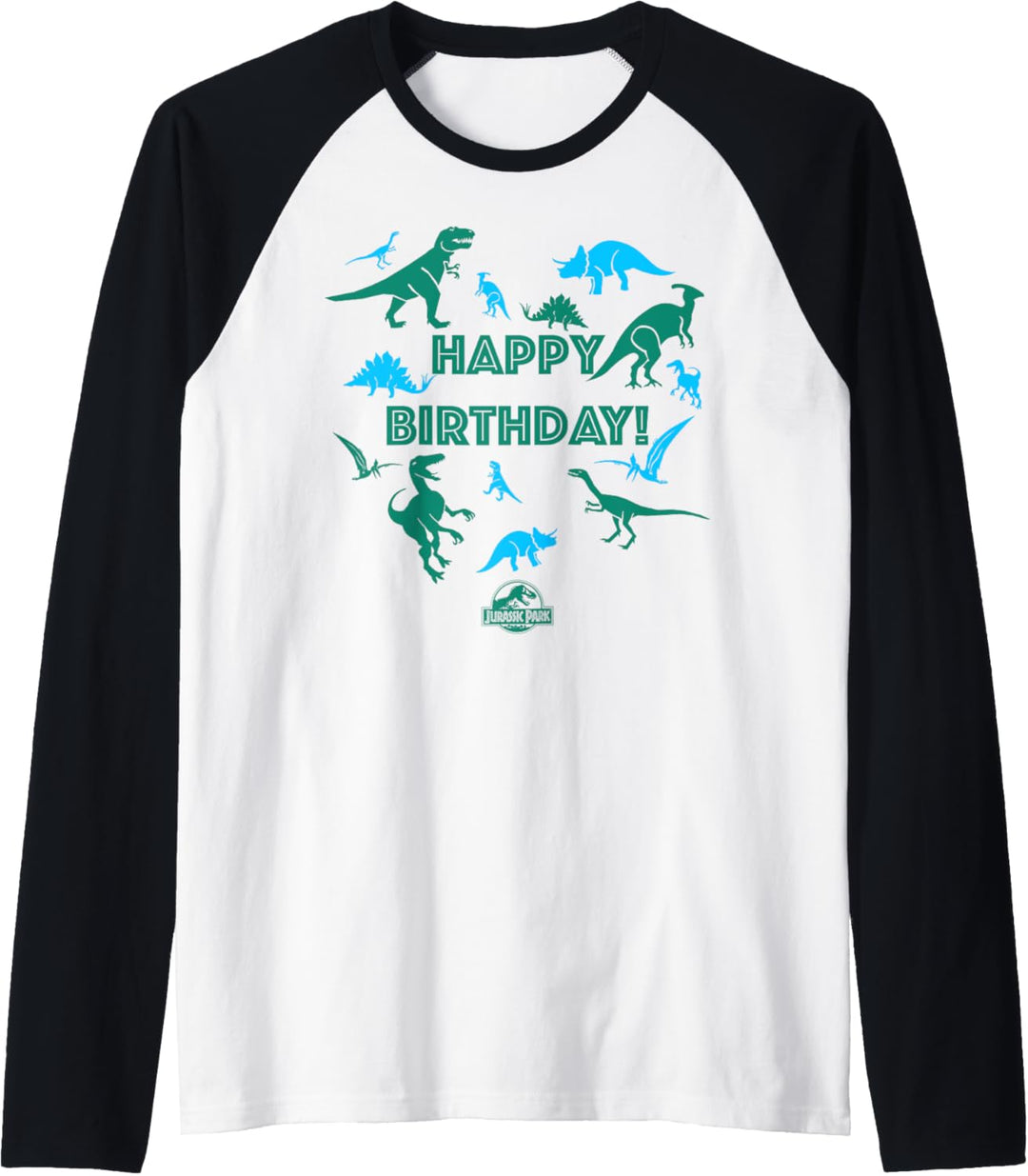 Jurassic Park Happy Birthday Dinosaur Collage Raglan