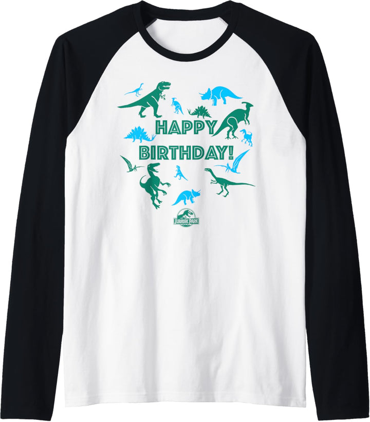 Jurassic Park Happy Birthday Dinosaur Collage Raglan