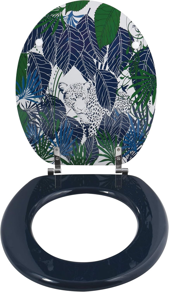 MSV WC Sitz Toilettendeckel MDF Holzkern "Rain Forest" Scharniere aus Edelstahl - hochwertige und st