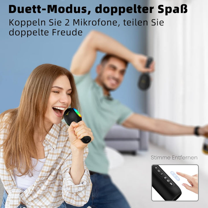 Karaoke Mikrofon, LED Drahtloses Bluetooth Mikrofon, Tragbare LED Kinder Karaoke Mikrofon mit Musik