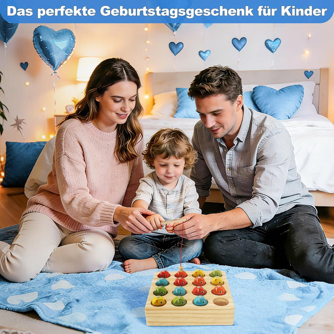Montessori Spielzeug ab 3-5 Jahre, Angelspiel, Holzspielzeug, Magnetische Angelspie, Geschenk für3 4