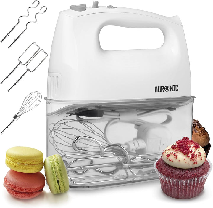 Duronic HM4 WE elektrischer Handmixer - 400 Watt - Aufbewahrungsbox - Turbofunktion - Edelstahl - 2