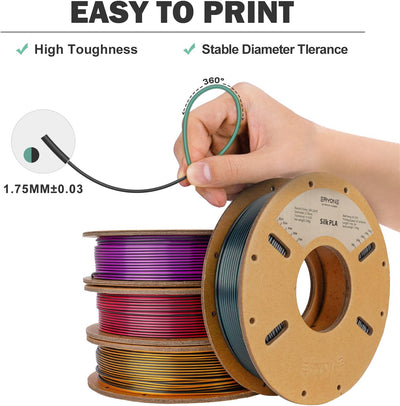 ERYONE Dual Zweifarbig Silk PLA Filament 1.75mm, 3D Printer Filament PLA +/-0.03mm, 4x250g /Pack, Bl