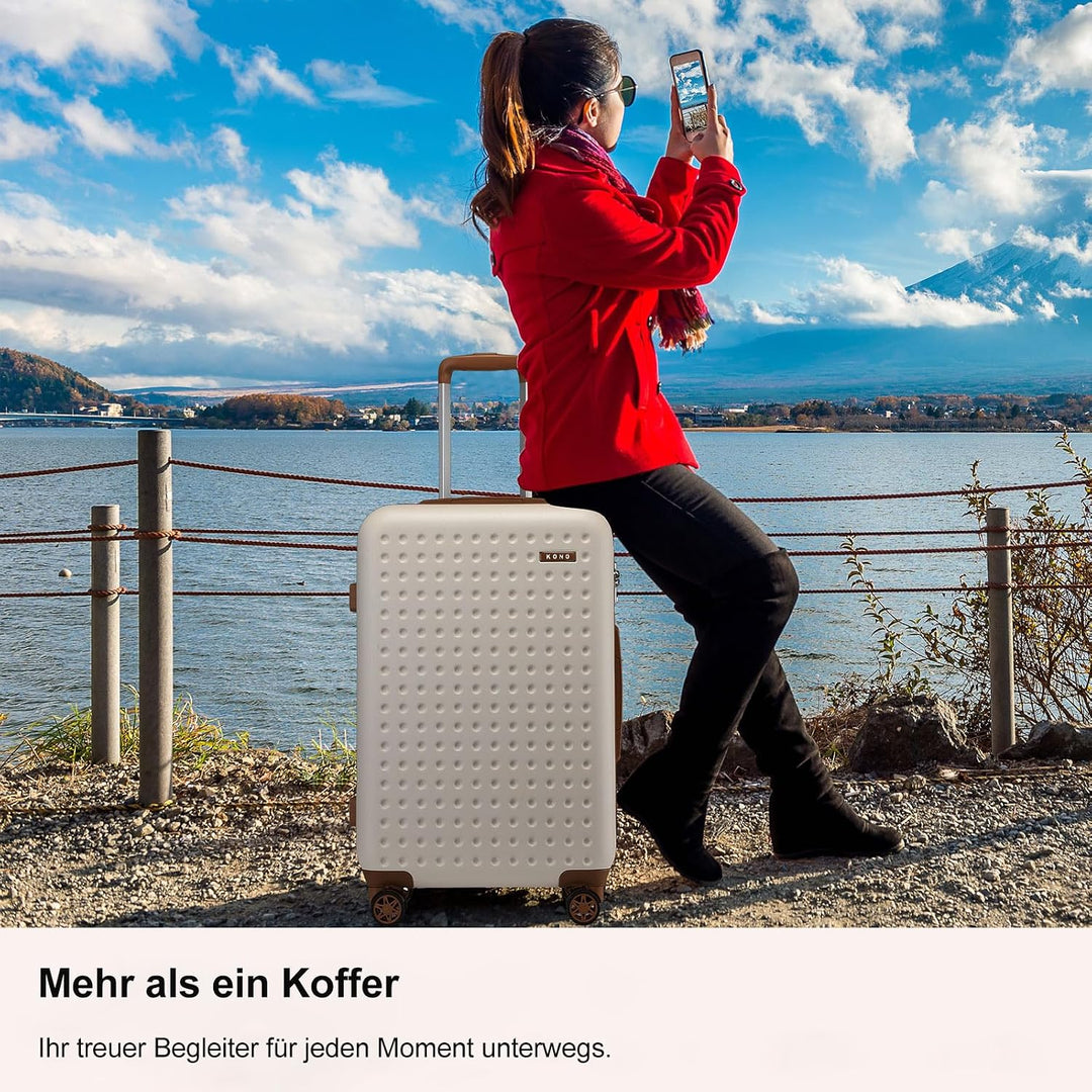 KONO Koffer Reisekoffer Trolley Kofferset 2 Teilig von ABS+PC Hartschalenkoffer mit TSA-Schloss, 4 R