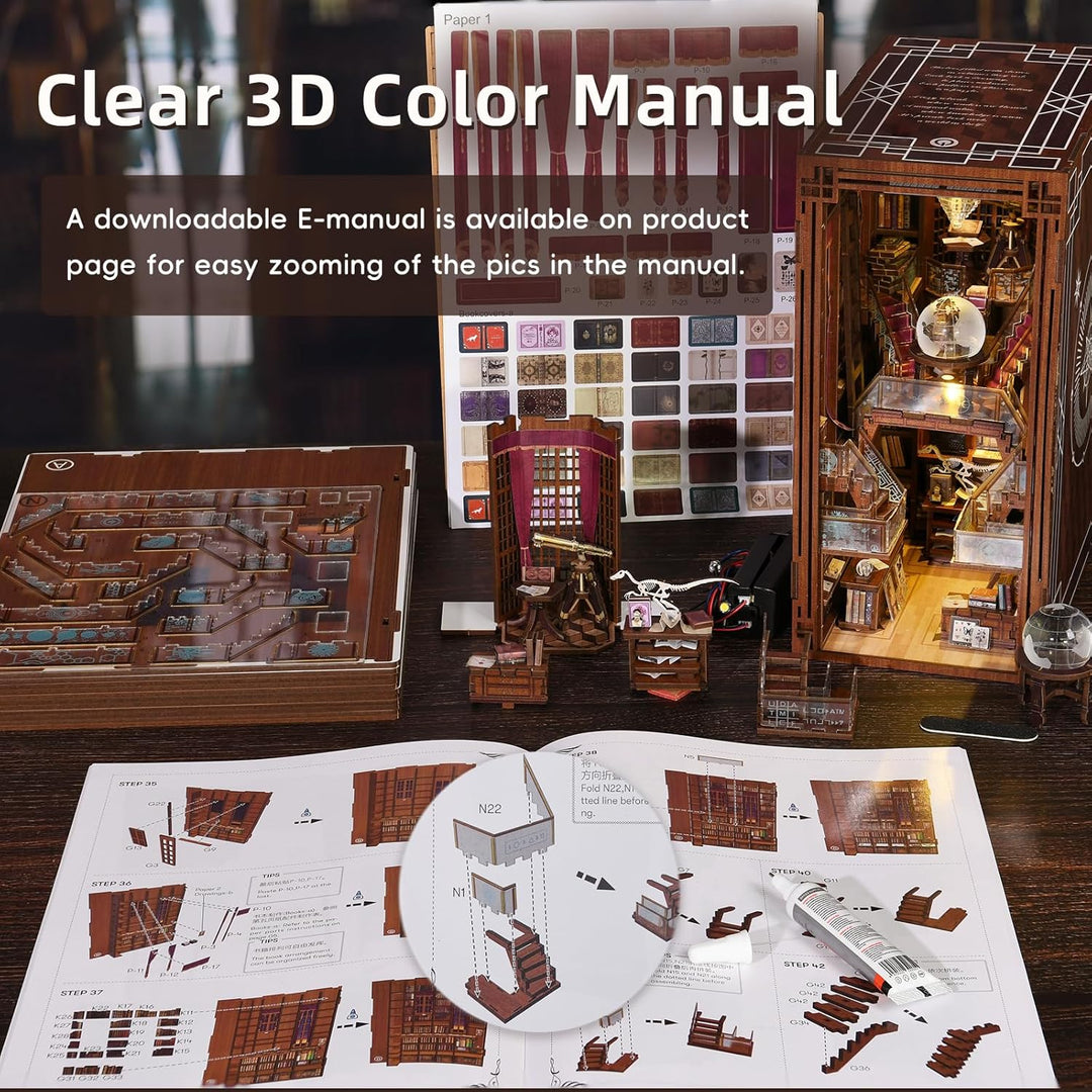 Book Nook Kit, DIY Miniatur Puppenhaus Booknook Kit, 3D Wooden Puzzle Bookend Bookshelf Insert Decor