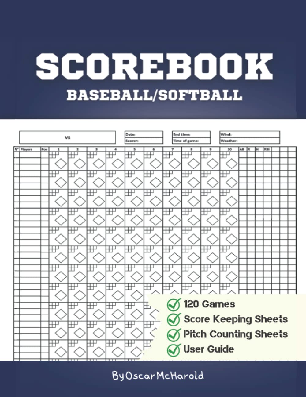 Baseball Scorebook: Softball or Baseball Scorekeeping Notebook With Pitch Counts Perfect Gift For Co
