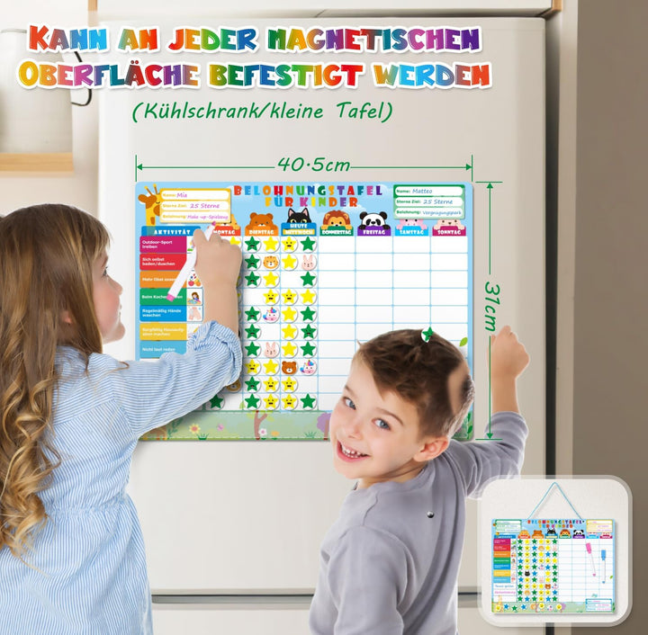 GutSache Belohnungstafel für Kinder[100 Aufgaben, 360 Magnete], Montessori Wochenplaner Kinder, Abwi