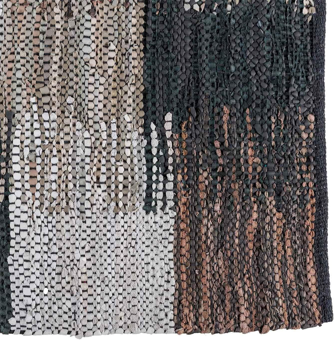 Homescapes Teppichläufer aus 100% recyceltem Leder, Cutshuttle-Lederteppich 66 x 200 cm, schwarz-bra