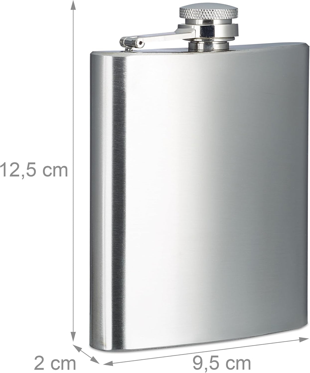Relaxdays Flachmann 10er Set, 200 ml, Edelstahl Schnapsbehälter für unterwegs, Taschenflasche Schrau