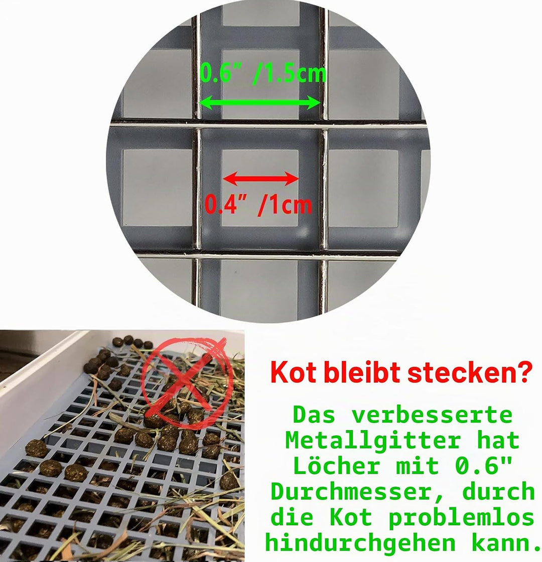 Oncpcare 22x18 Super Grosse Kaninchentoilette mit 2 Rosten (Metall &amp; Kunststoff), Hasenklo für Käfig