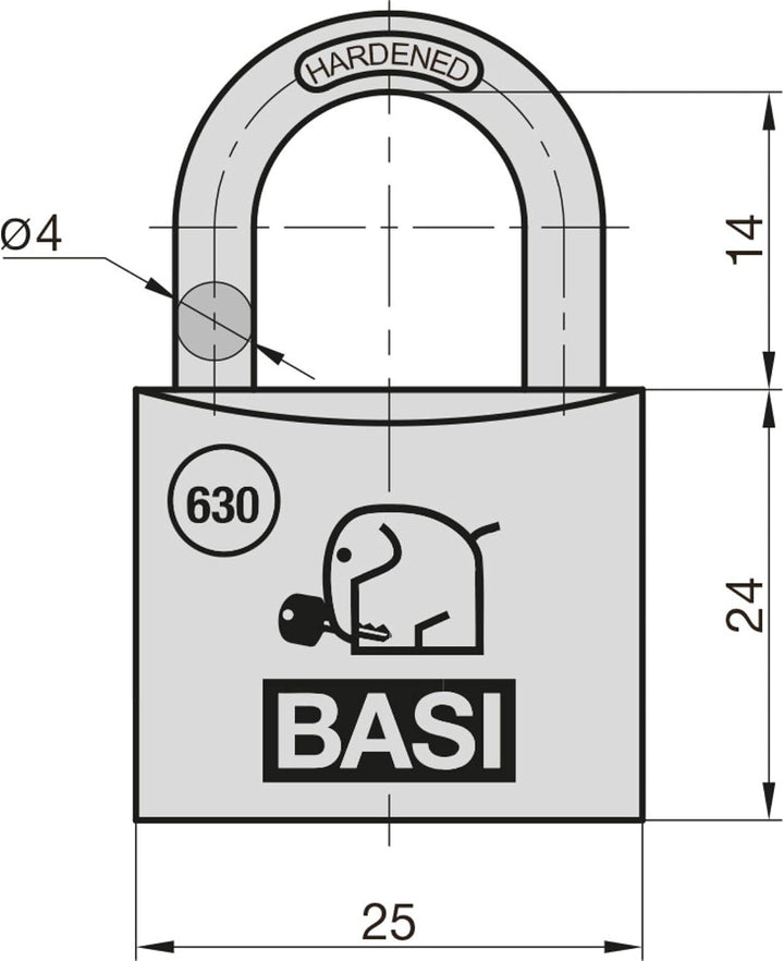 BASI | Vorhangschloss 6er Set | 25 mm | gleichschliessend | massives Aluminium-Gehäuse | gehärteter