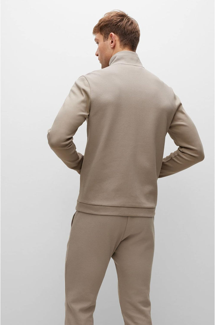 BOSS Herren Skaz Curved Sweatjacke aus Bio-Baumwolle mit geschwungenem Logo und Reissverschluss, XXL