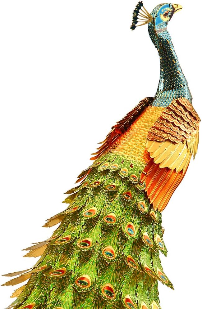 Piececool 3D Puzzle Metall, Pfau für Modellbausatz Erwachsene, 3D-Puzzles zu Bauen, BAU, Bastel-Kits