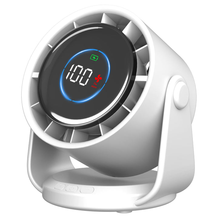 Rintea Tischventilator Wiederaufladbar,USB Ventilator Geräuscharm,10 Geschwindigkeiten mit Memory Fu