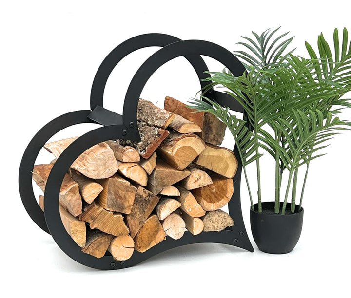 DanDiBo Kaminholzregal Innen Metall Schwarz Stehend Herz 52 cm Kaminholzständer 96469 Kaminholzhalte