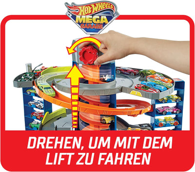 Hot Wheels Garage, Hot Wheels Parkgarage inkl. 1 Spielzeugauto, mit Autorennbahn, Auto Spielzeug Auf