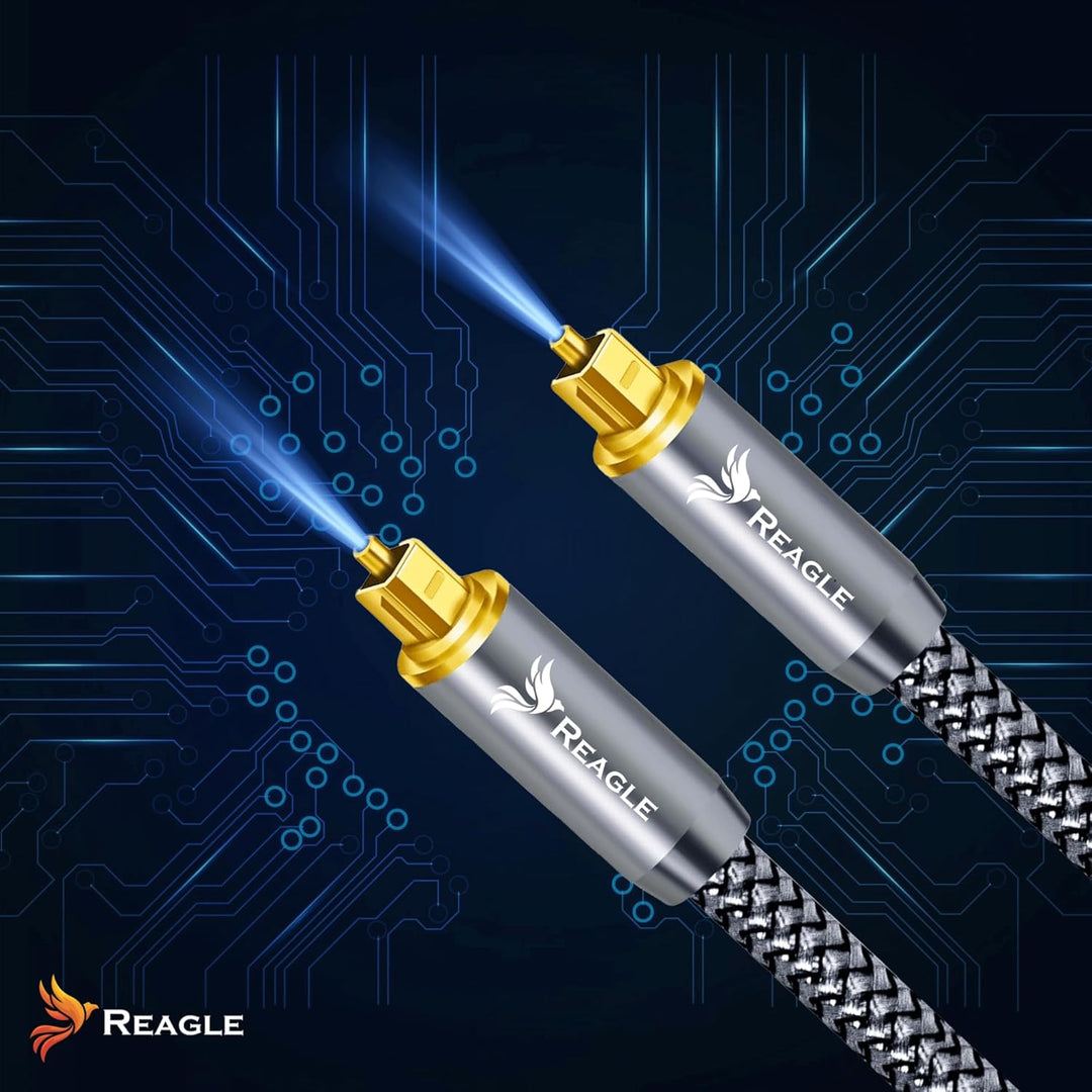 Reagle OPTISCHES KABEL TOSLINK HQ SPDIF digitales Audio Kabel Glasfaserkabel, Kabel für Soundbar, Fe