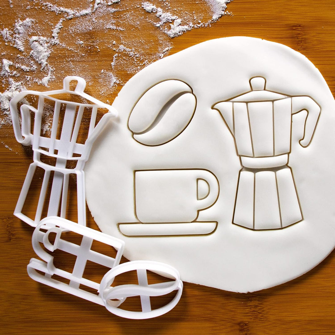 3er Set Kaffee Ausstechformen (Formen: Kaffeetasse, Kaffeebohne und Espressokanne), 3 Teile, Bakerlo