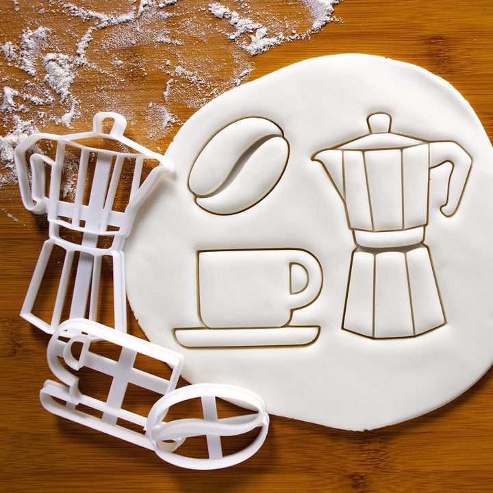 3er Set Kaffee Ausstechformen (Formen: Kaffeetasse, Kaffeebohne und Espressokanne), 3 Teile, Bakerlo
