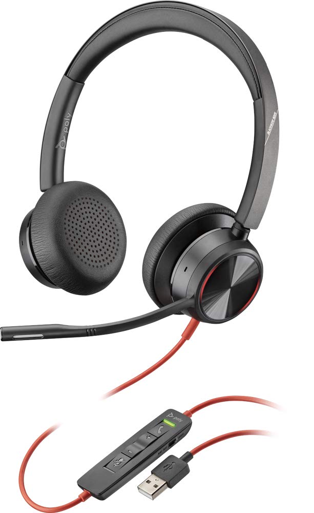 Poly - Blackwire 8225 Stereo-Headset mit Mikrofon (Plantronics) – PC-Headset mit USB-A zum Anschluss