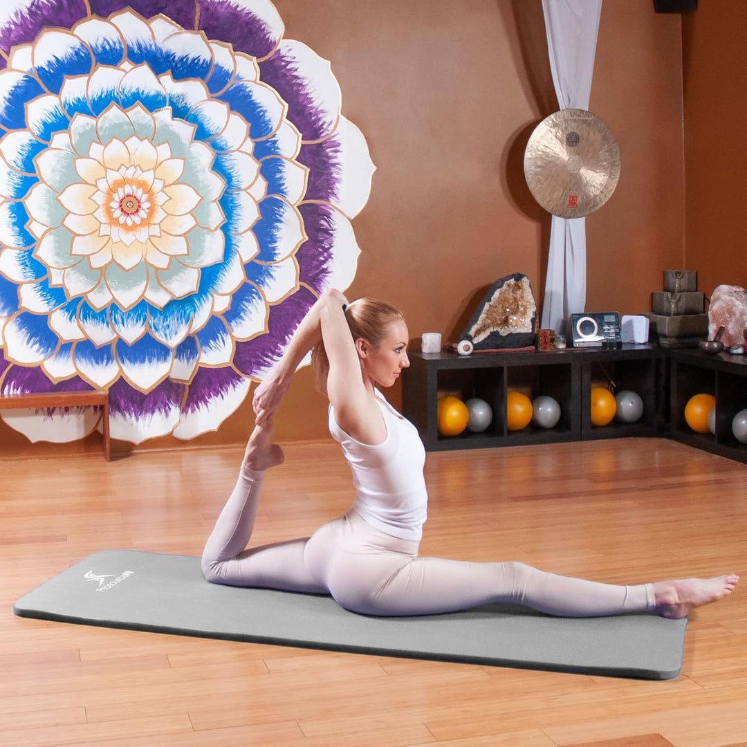 ProsourceFit Extra Thick Yoga and Pilates Mat 1" Grey, 1" Grey