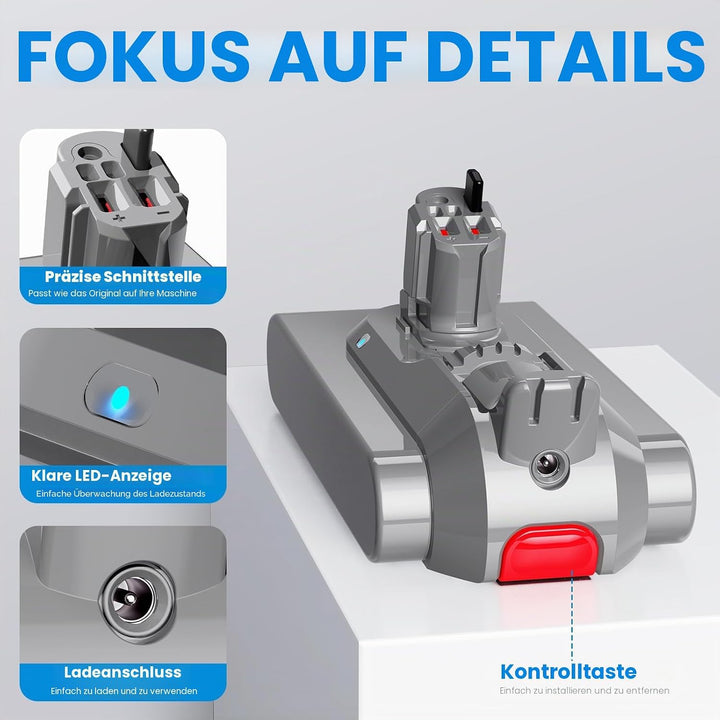 Klickstil SV15 3900mAh V11 Akku für Dyson, ASUNCELL Ersatzakku für V11 Torque Drive Outsize Absolute